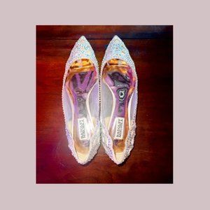 Badgley Mischka Womens Gigi Beige Ballet Flats 8.5